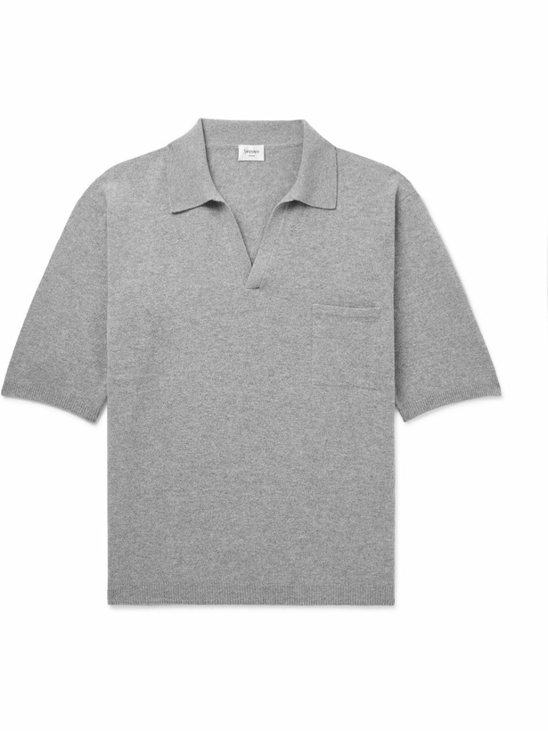 Saint Laurent Silver Sequin Boxy Polo Saint Laurent
