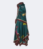 Alémais Rosette printed silk twill midi dress