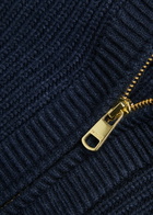 Varley Maura Ribbed Half-zip Knit Sweatshirt Navy