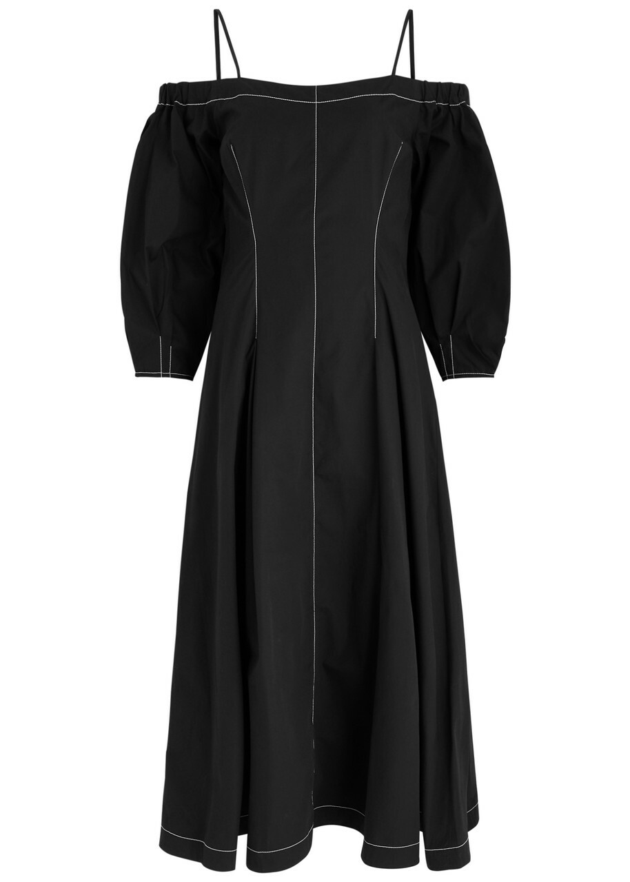 knee length dresses for ladies Willow Contrast Stitch Midi Sweaterdress Navy  South Moon Under