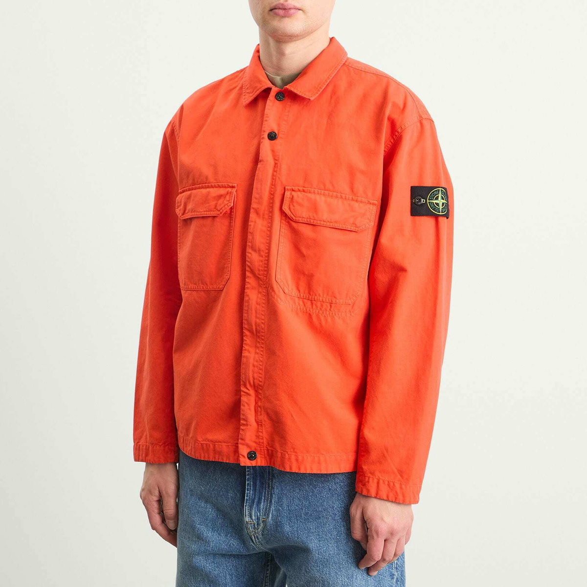 Stone Island Men's Ripstop Zip Shirt Jacket in Scarlet