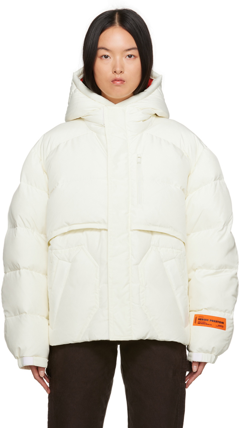 Heron Preston Grey Down Cropped Puffer Jacket Heron Preston