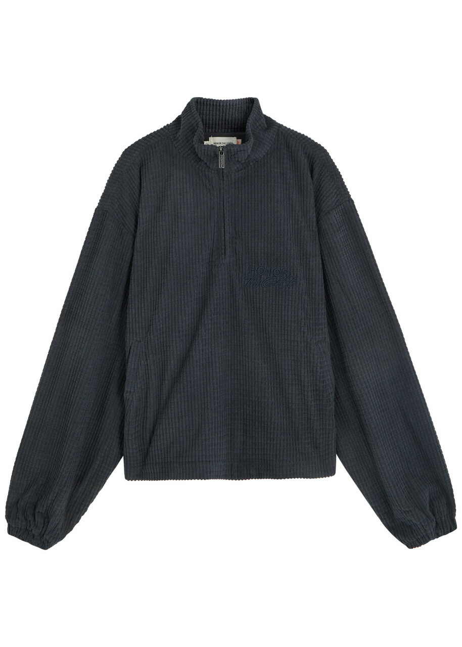 Honor The Gift Textured Knit Quarter-zip Sweatshirt Black