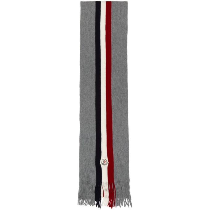 Photo: Moncler Grey Flag Stripes Wool Scarf