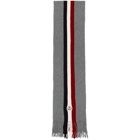 Moncler Grey Flag Stripes Wool Scarf