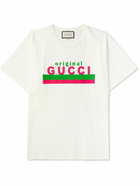 GUCCI - Logo-Print Cotton-Jersey T-Shirt - Neutrals