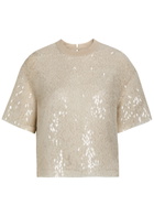 Brunello Cucinelli Embellished Silk Blouse Silver