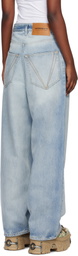 VETEMENTS Blue Embroidered Logo Baggy Jeans