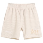 ANNIE HOOD Men's College Seersucker Shorts in Beige