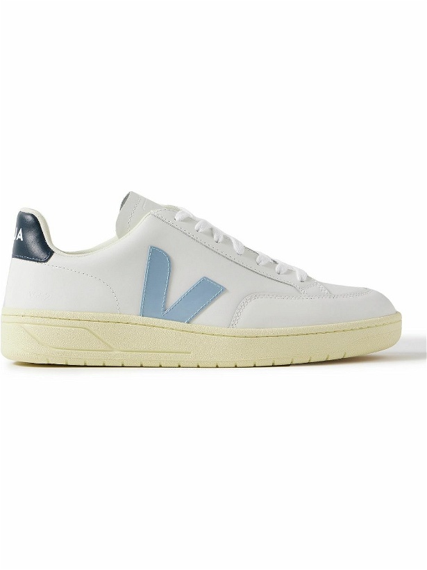 Photo: Veja - V-12 Rubber-Trimmed Leather Sneakers - White