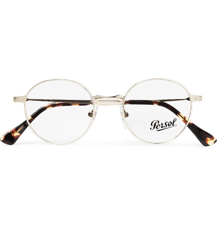 Photo: Persol - Round-Frame Gold-Tone and Tortoiseshell Acetate Optical Glasses - Men - Gold
