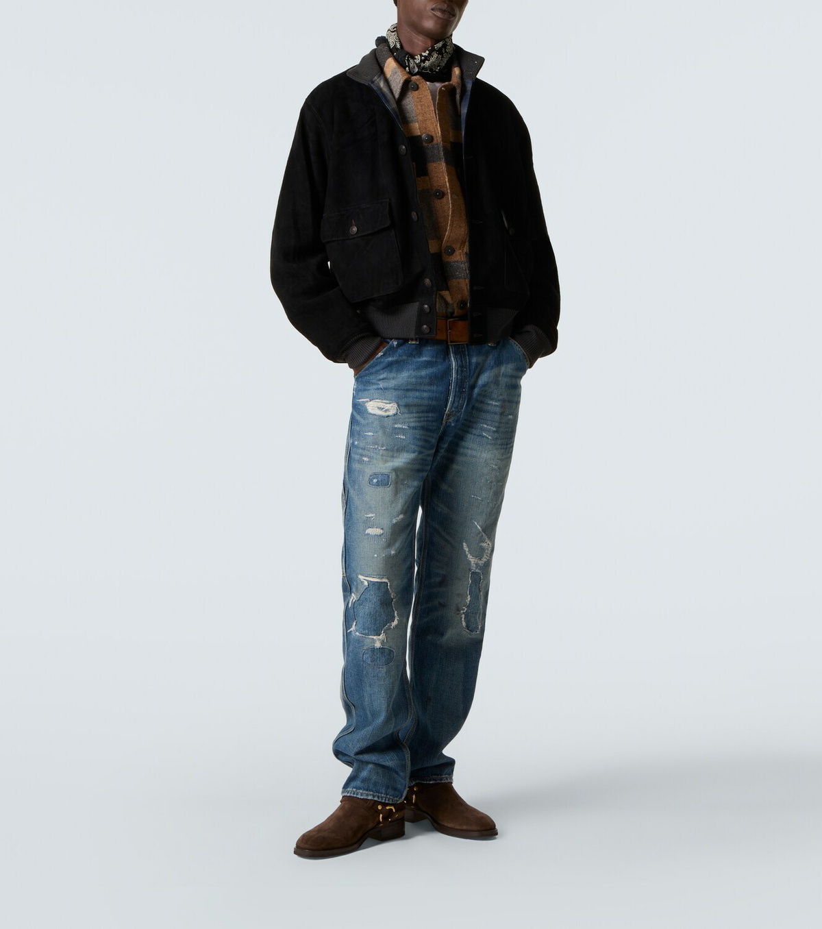 RRL Mason suede bomber jacket