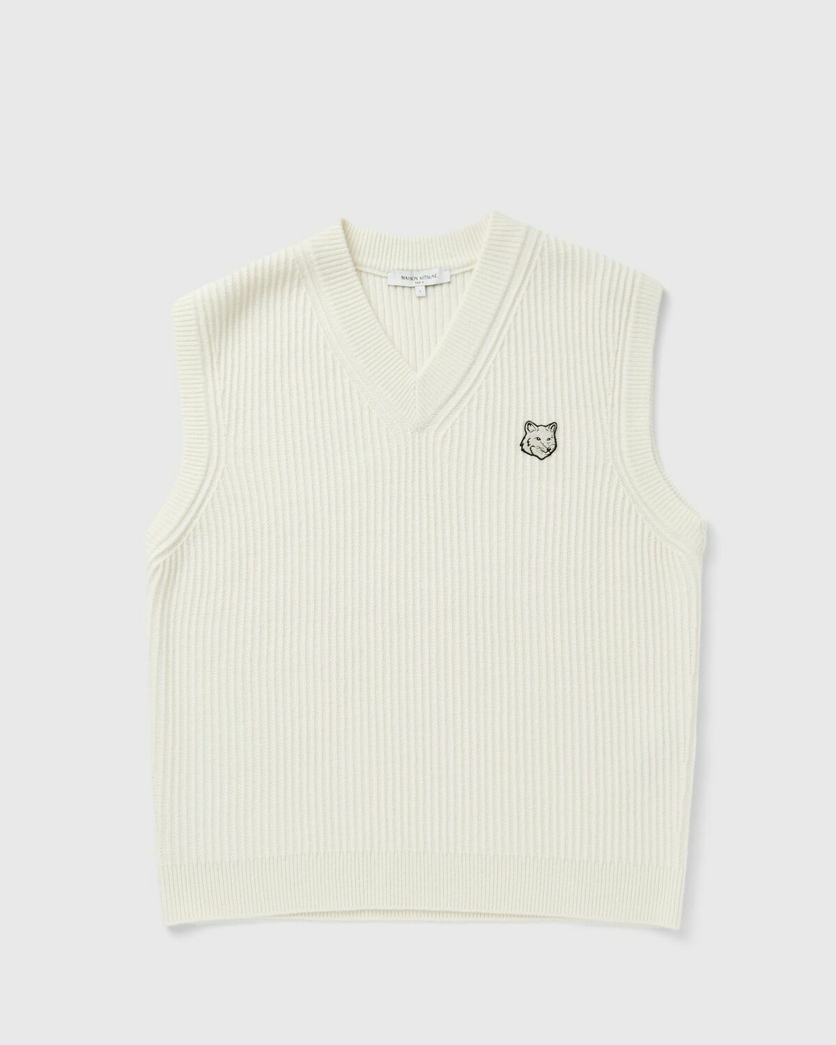 Maison Kitsune FOX HEAD WOOL RIBBED VEST White Men
