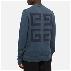 Givenchy Men's 4G Logo Crew Knit in Steel Blue