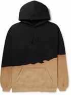 VETEMENTS - Logo-Embroidered Bleached Cotton-Blend Jersey Hoodie - Black