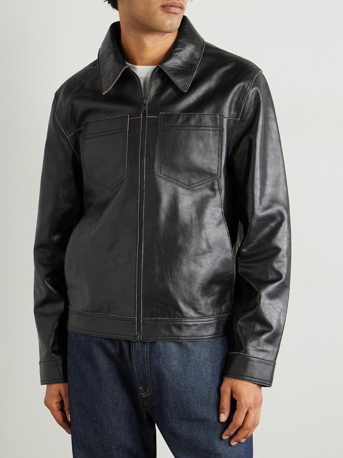 Oliver Spencer - Norton Leather Jacket - Black