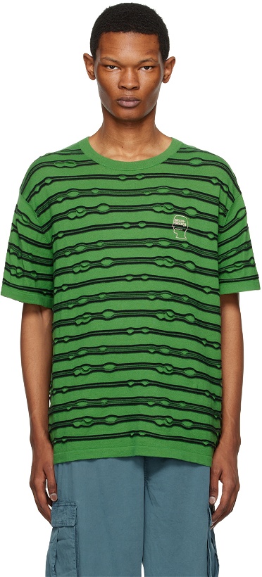Photo: Brain Dead Green Puckered Striped T-Shirt