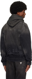 GUESS USA Black Distressed Denim Jacket
