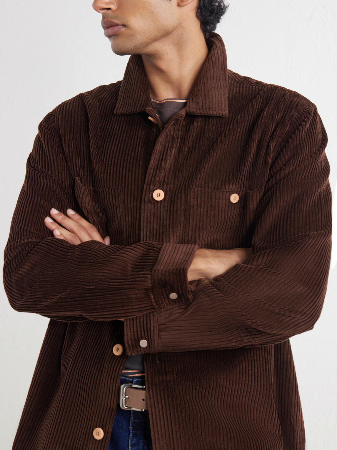 Folk - Patch Cotton-Corduroy Overshirt - Brown