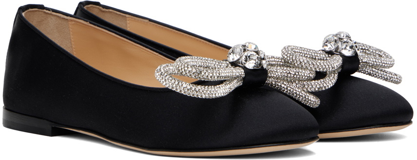 MACH & MACH Black Double Bow 10 Ballerina Flats