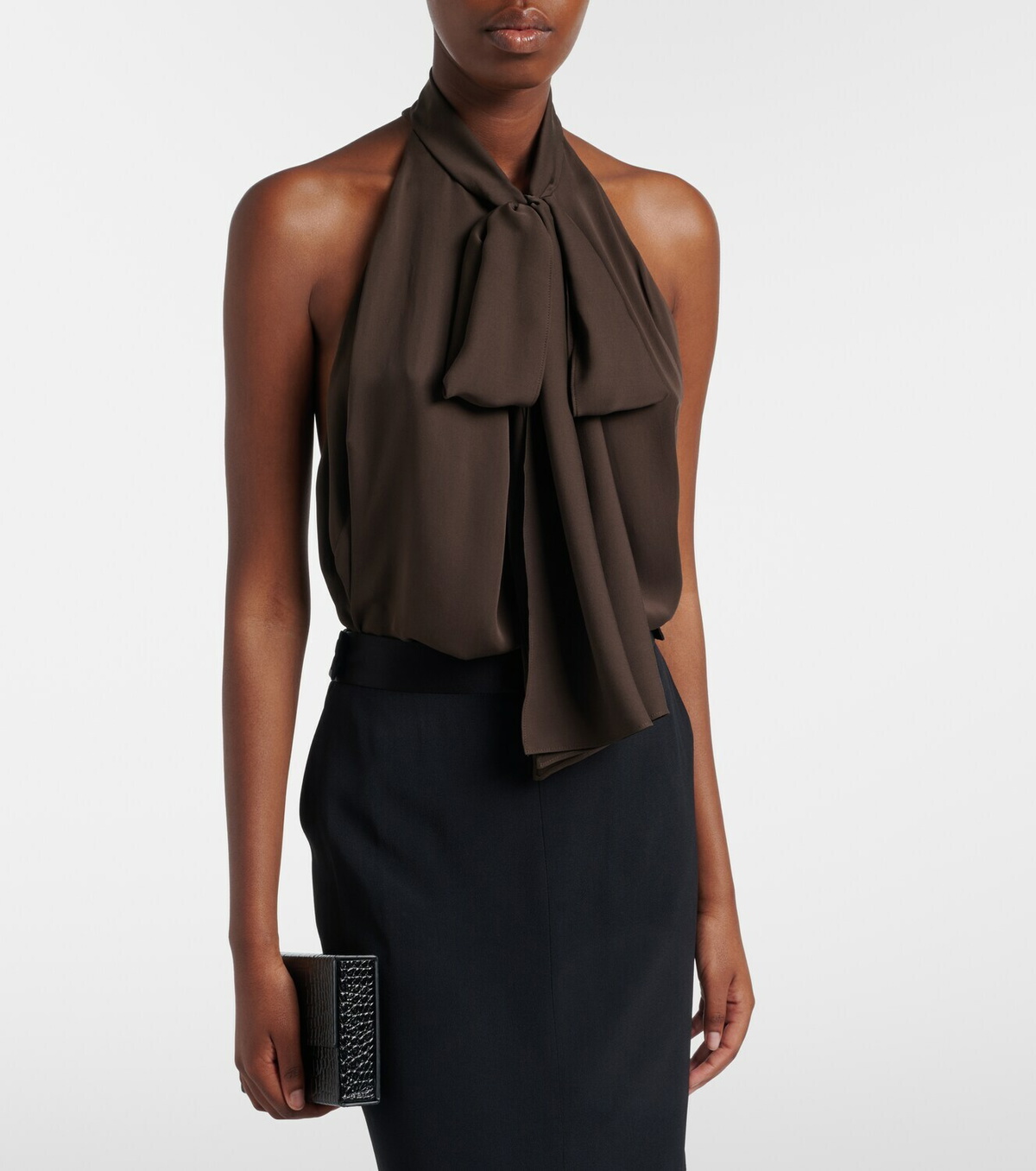 Tom Ford Tie-neck silk georgette top