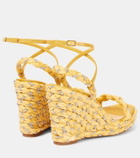 Aquazzura Costiera Crystal raffia wedge sandals