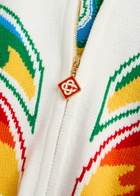Casablanca Flame Laurel Embroidered Cotton-knit Cardigan Multicoloured 1