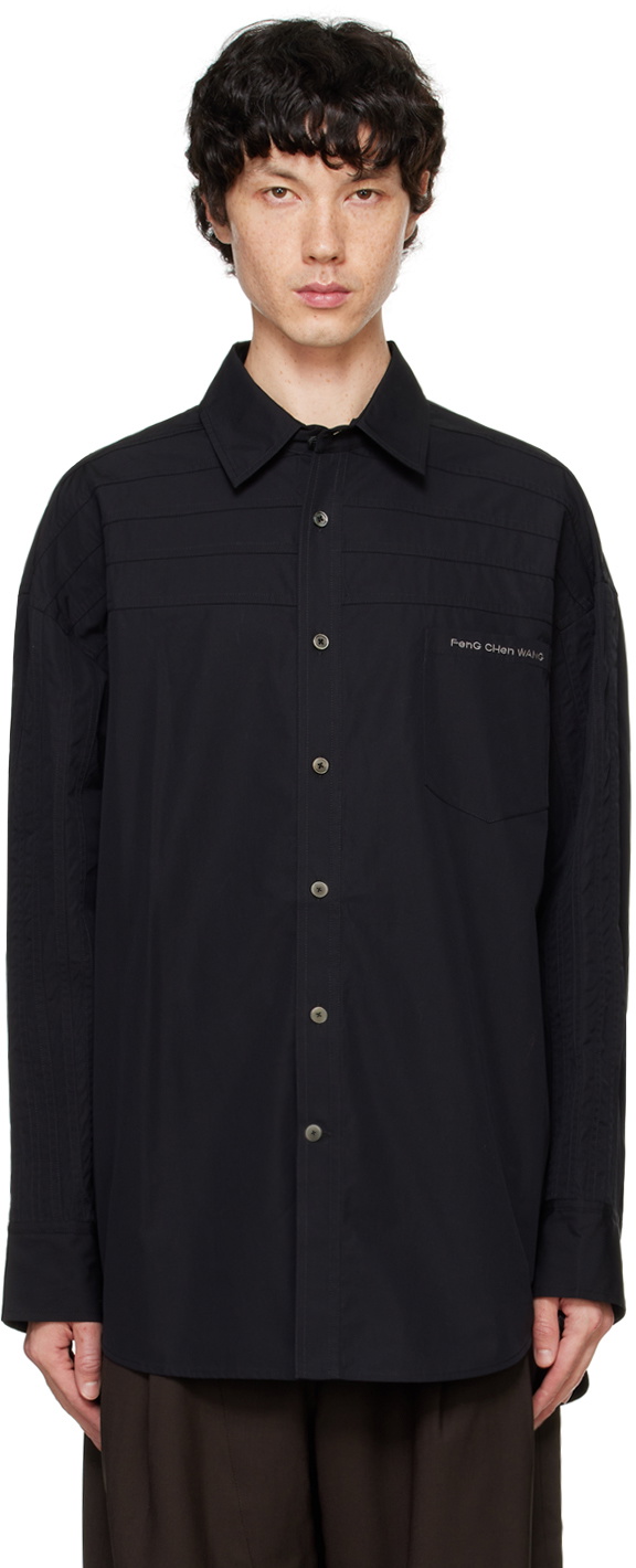 Feng Chen Wang Black Pleated Shirt