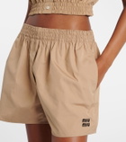 Miu Miu Logo cotton poplin shorts
