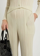 Pleats Please Issey Miyake Pleated Straight-leg Woven Cropped Trousers Ivory