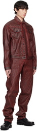 Mugler Burgundy Waxed Denim Jacket
