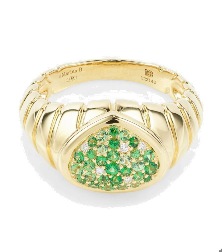 Photo: Marina B Timo 18kt gold ring with tsavorites and diamonds