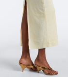 SIR Printed ruched mesh midi dress