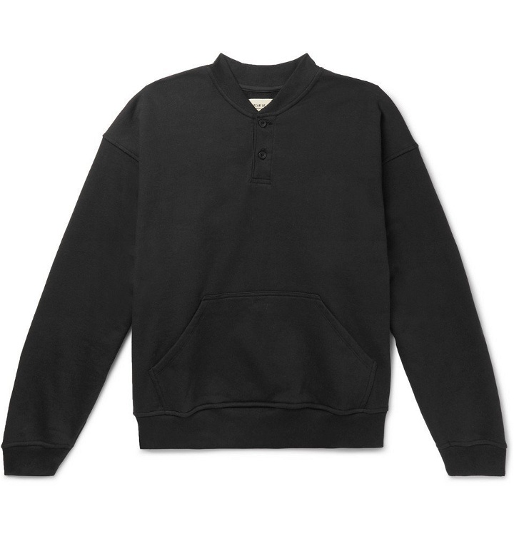 Photo: Fear of God - Oversized Loopback Cotton-Jersey Henley Sweatshirt - Black