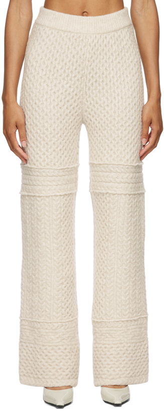 Photo: Nanushka Beige Cable Knit Fina Lounge Pants