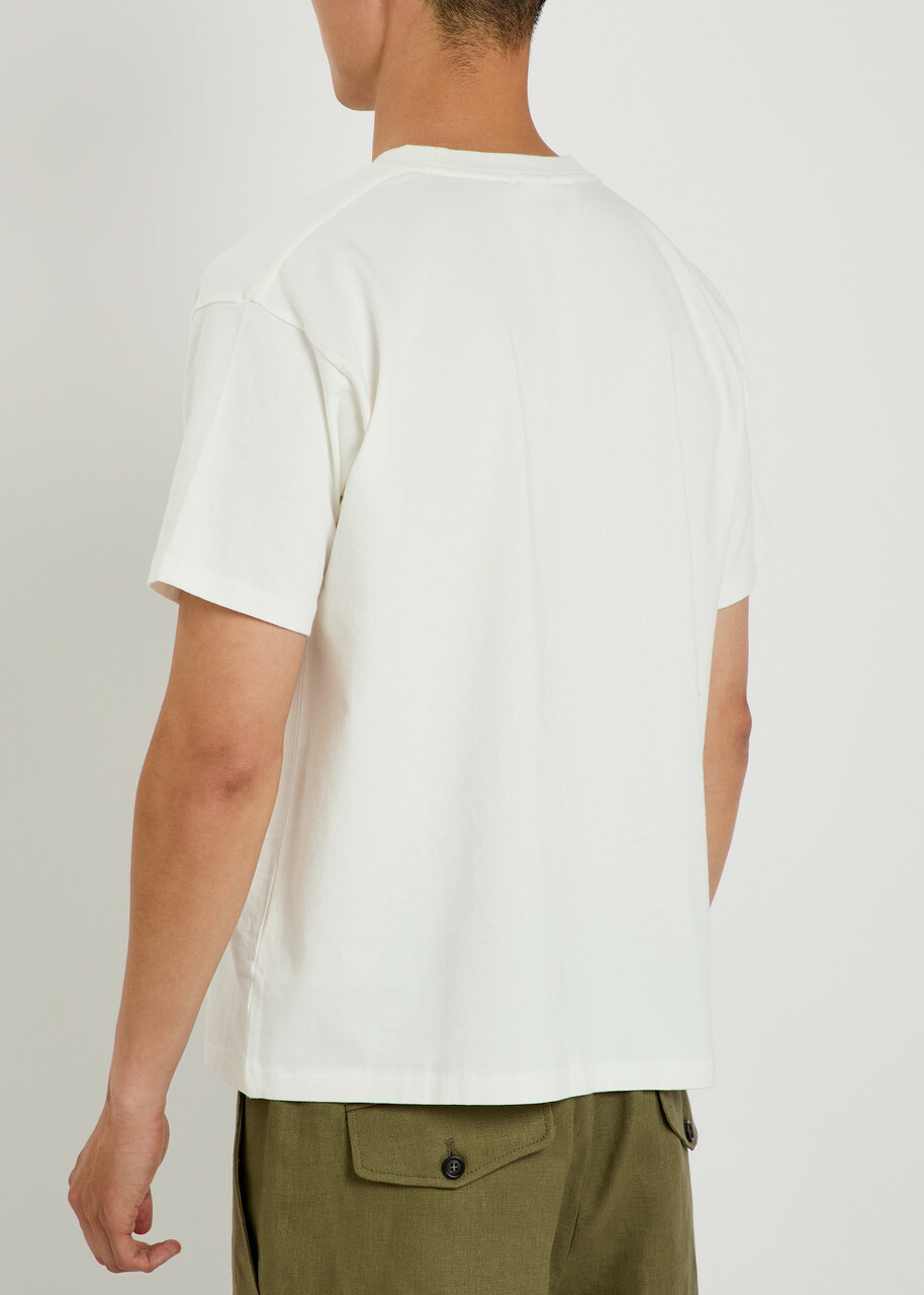 Bode Geneva Beaded Cotton T-shirt Cream