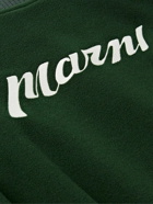 Marni - Logo-Embroidered Wool-Blend Felt and Leather Varsity Jacket - Green