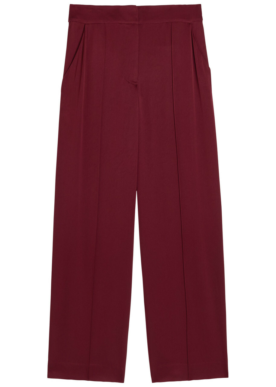 Simkhai Kyra Pintuck Wide-leg Satin Trousers Red