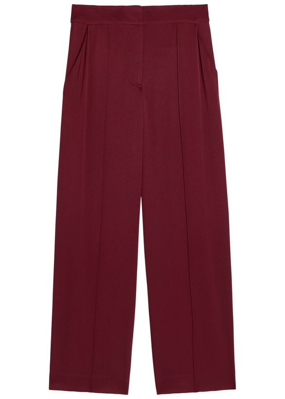 Photo: Simkhai Kyra Pintuck Wide-leg Satin Trousers Red