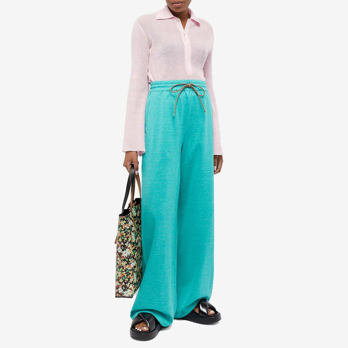 Eolie drawstring cotton and linen pants in green - Max Mara