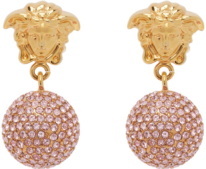 Photo: Versace Gold & Pink Medusa Crystal Ball Earrings