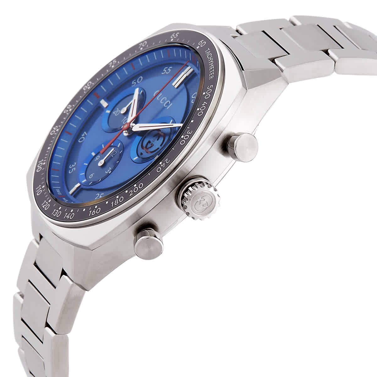 Gucci Interlocking G Chronograph Quartz Blue Dial Mens Watch
