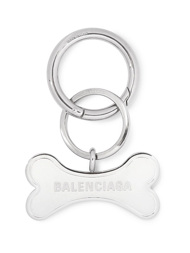 Photo: Balenciaga - Logo-Engraved Silver-Tone Key Fob