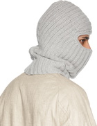 Giorgio Armani Grey Rib Knit Balaclava