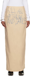 Raf Simons Beige Printed Maxi Skirt