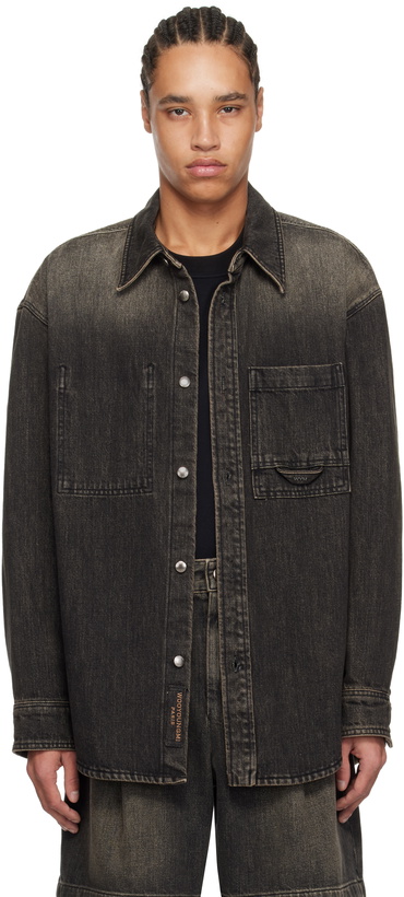 Photo: WOOYOUNGMI Gray Back Logo Washed Denim Shirt