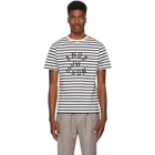 JW Anderson Navy and Off-White Striped Logo T-Shirt