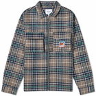 Butter Goods Men's Zip Through Plaid Flannel Overshirt in Grey/Navy/Forest