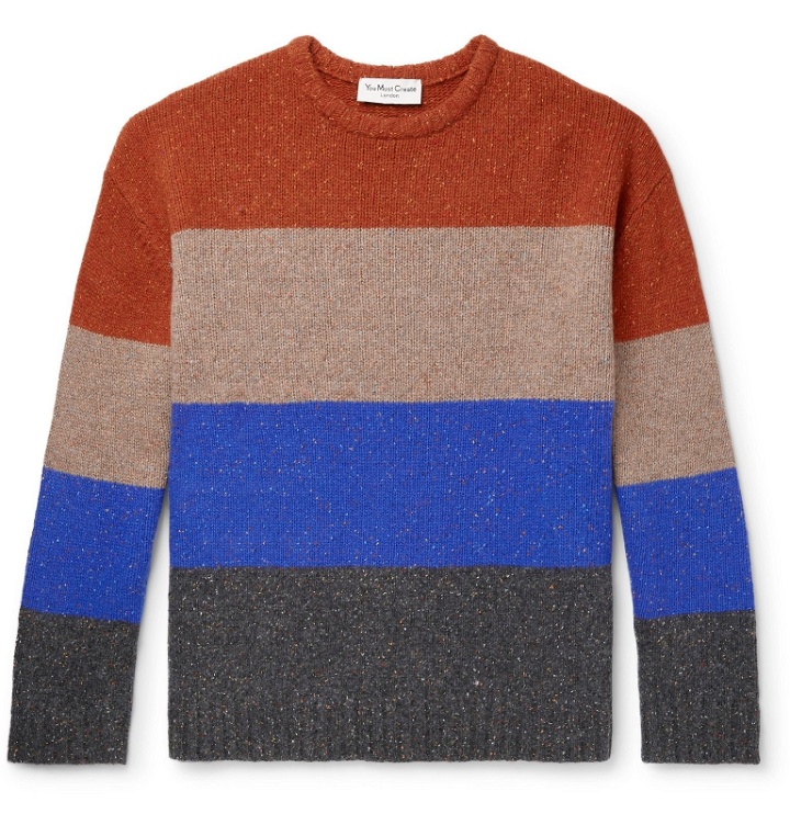 Photo: YMC - Colour-Block Mélange Wool-Blend Sweater - Multi