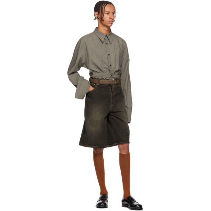 Chin Mens Black Brick Dyed Denim Shorts
